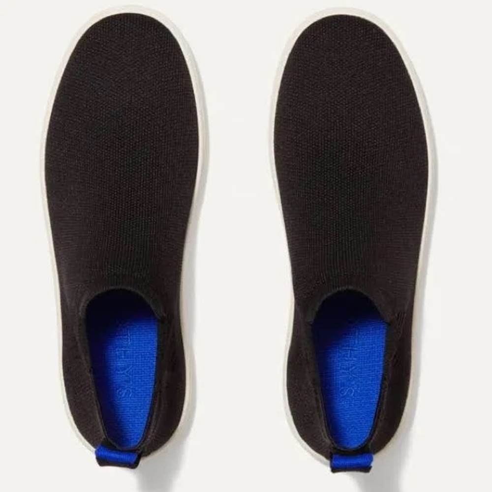 Rothy's The Chelsea Black Hi Top Sneaker Sporty Pull On Shoes Women’s Knit Boot - Picture 4 of 9